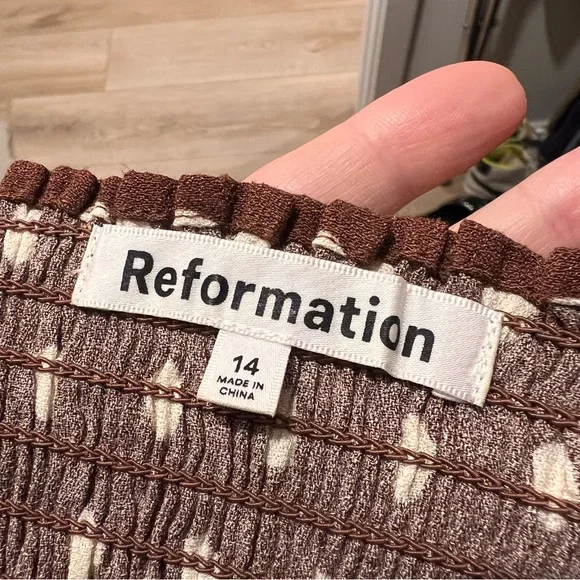 Reformation Brown Polka Dot Women's Dress - Picture 2 of 10